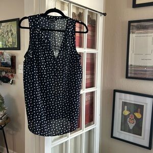41 Hawthorn McLean Split Neck Sleeveless Blouse (L/Navy)
